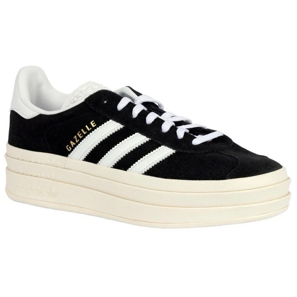 Adidas Gazelle Bold Women's Size 11 Black/White Suede Platform Shoes NEW